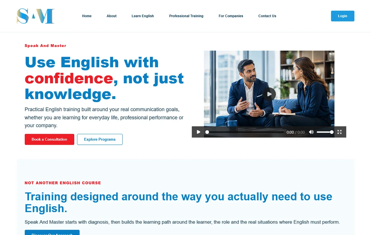 Speak & Master real website screenshot